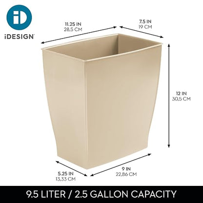 iDesign Small Plastic Bathroom Trash Can, Slim Rectangle Garbage Bin for Bedroom, Office, Dorm, 4-Pack, Brown