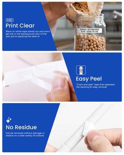 Replace for Brother Label Maker Tape TZe TZ 12mm 0.47 Laminated White Tape TZe-231 Compatible with P-Touch 1/2" Black on White TZE231 for PT-D220 D210 H110 D200 D400 1280 D610BT Ptouch Refills, 5-Pack