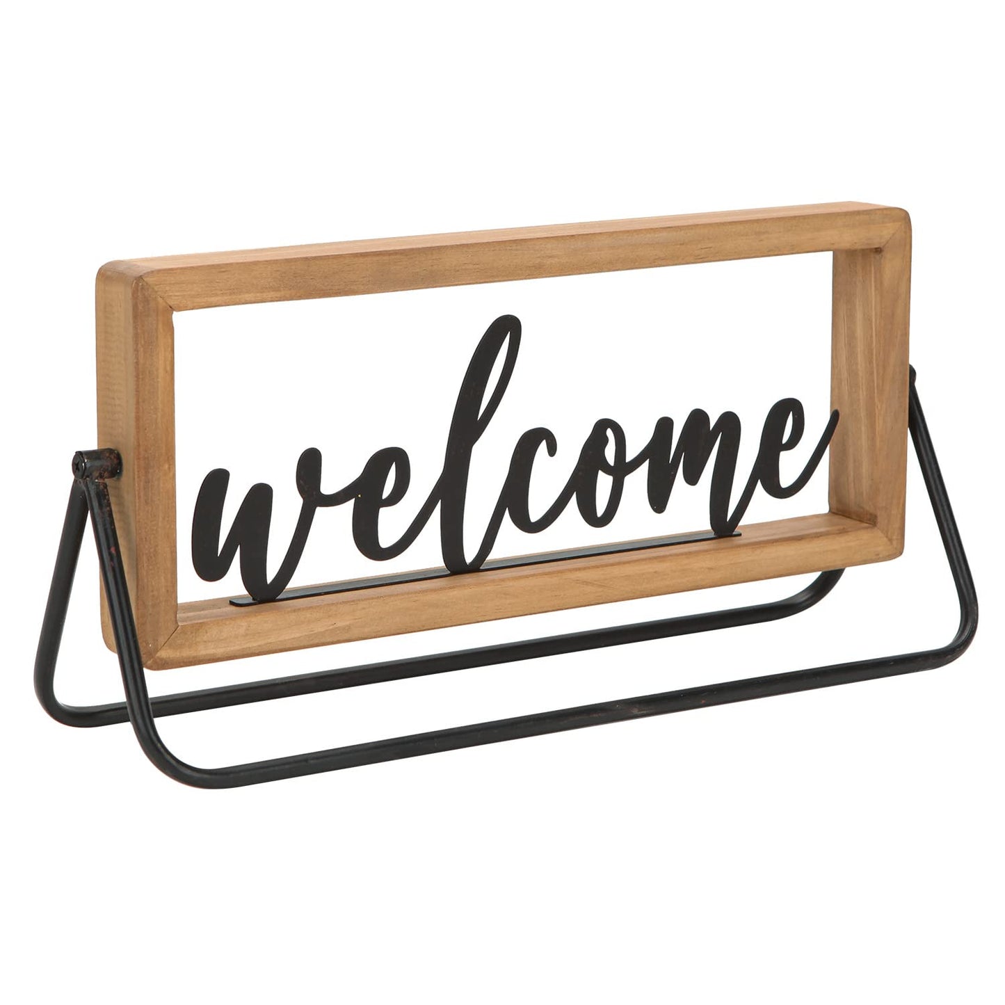 NIKKY HOME Wooden Welcome Sign, Rustic Table Signs Freestanding Word Sign Decorative Cutout Welcome Letters Sign for Home Ornament Entryway Living Room Indoor Decor