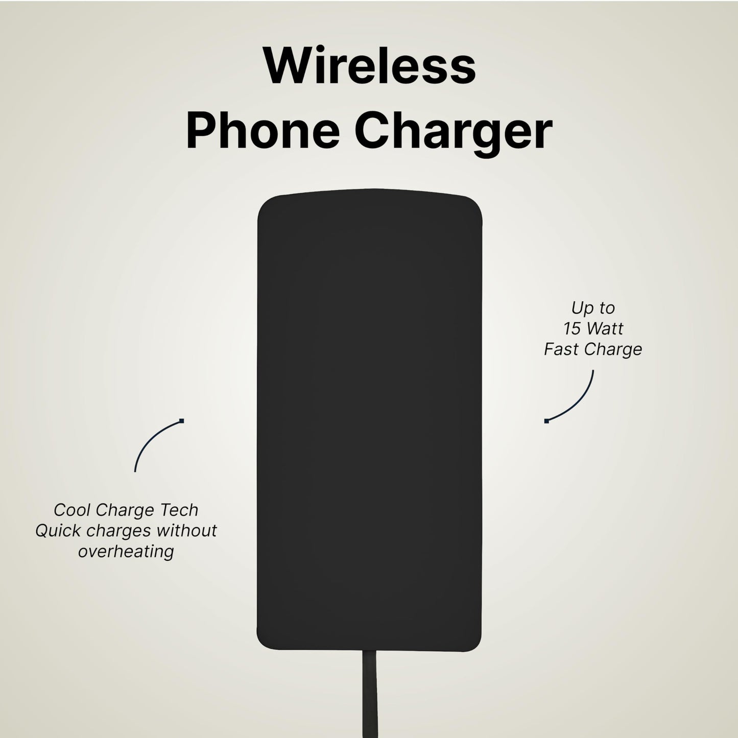 IJS Ultra Slim Universal Fast Wireless Charger - Phone Charger Compatible with All Qi Enabled Phones - Smart Round Fast Charging Pad for Multiple Devices (Black)