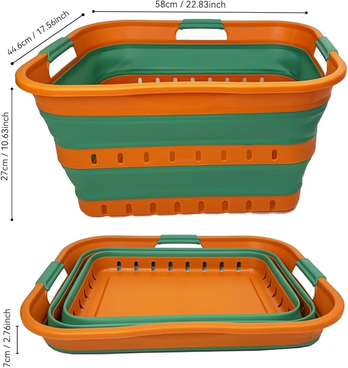 SAMMART 42L Collapsible Plastic Laundry Basket