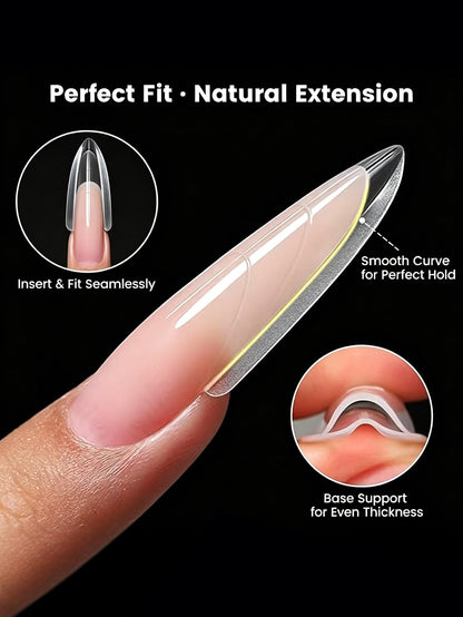 Klimonla Sandwich Dual Nail Forms Professional Sandwich Dual Forms-240Pcs Long Stiletto Nail Mold for Fast Extension,15 Sizes Reusable Salon Manicure Tools (240pcs F50s)
