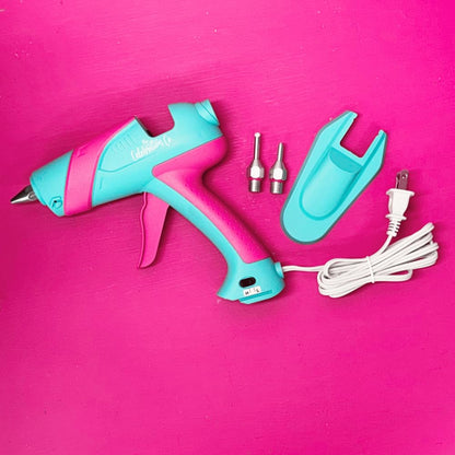 Dual Temperature Hot Glue Gun, 60W, 3 Nozzles, Teal & Hot Pink