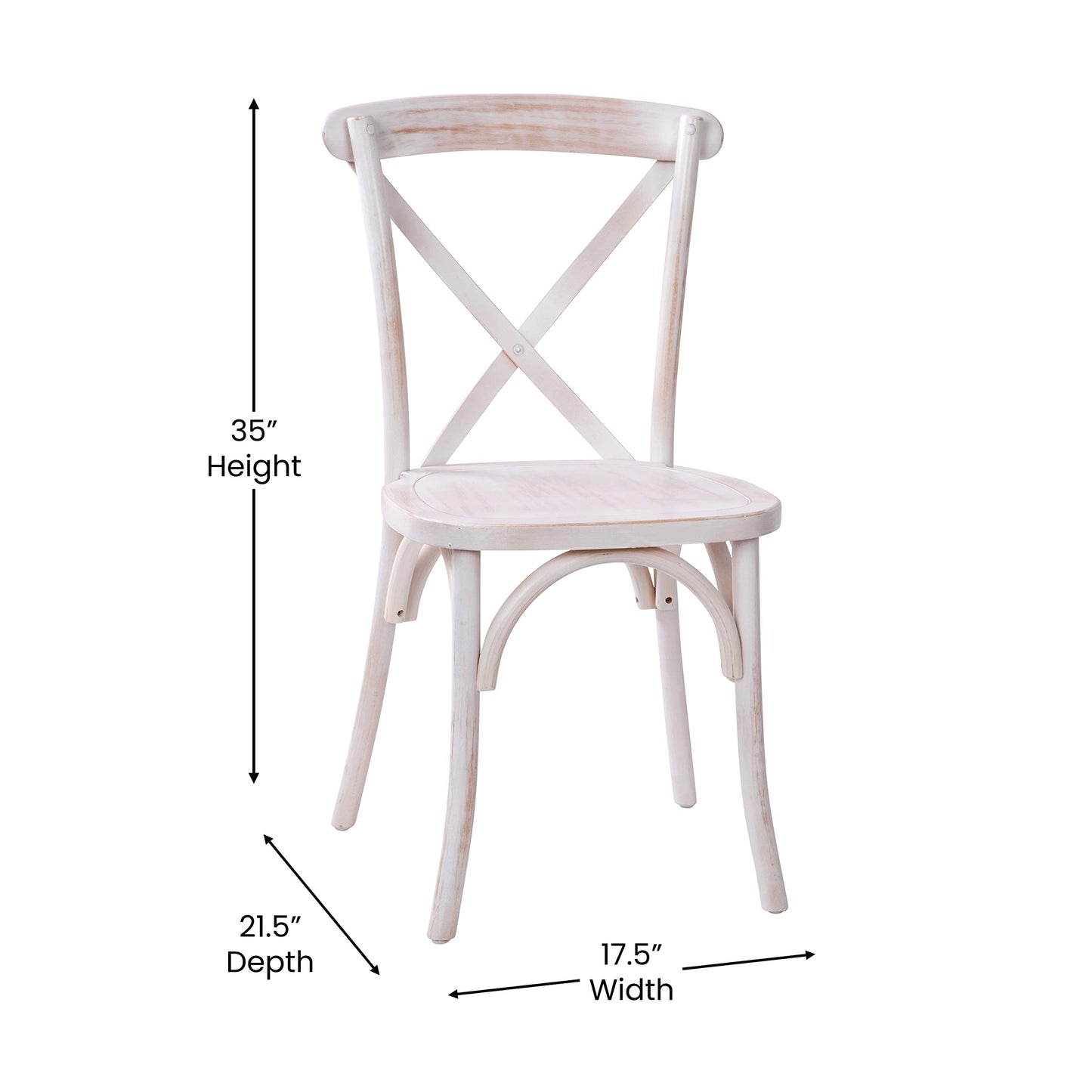 Merrick Lane Bardstown X-Back Bistro Style Wooden Dining Chair for Kitchens and Dining Rooms, High-Back Wood Stackable Kitchen Chair, Lime Wash