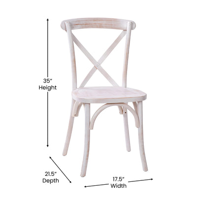 Merrick Lane Bardstown X-Back Bistro Style Wooden Dining Chair for Kitchens and Dining Rooms, High-Back Wood Stackable Kitchen Chair, Lime Wash