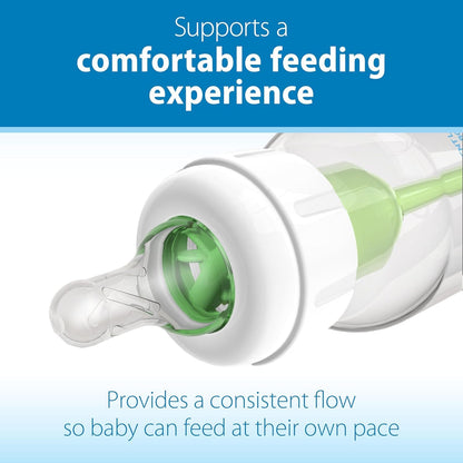 Dr. Brown’s Natural Flow Level 2 Narrow Baby Bottle Silicone Nipple, Medium Flow, 3m+, 100% Silicone Bottle Nipple, 6 Count