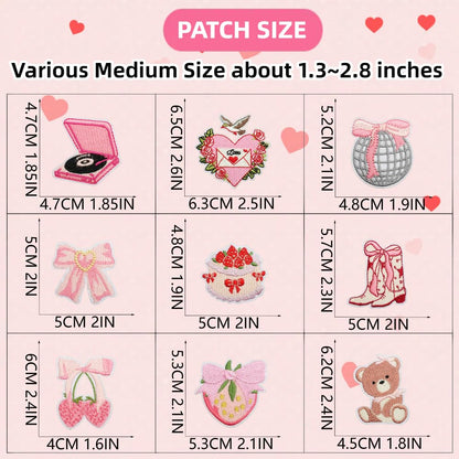 20 Pcs Preppy Valentine's Day Style Iron on Patches, Random Girl Cowgirl Theme Embroidered Vintage Sew on Patches, Cute Applique Repair Patches for DIY Clothing, Jackets, Hats, Backpacks, Jeans