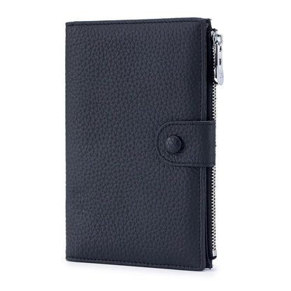 Genuine Leather RFID Blocking Passport Holder Wallet, Multi-Functional Travel Document Organizer with SIM Card Slots (Black)