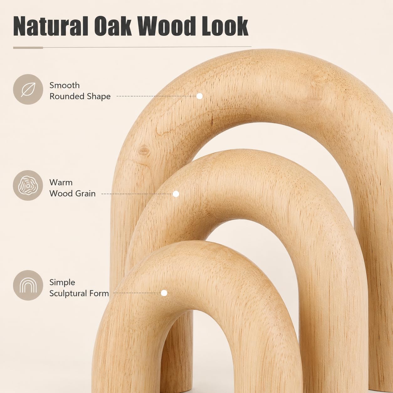XMGZQ Wood Arch for Coffee Table Decor Items,Wood Statue and Sculpture Set 3,Japanese Neutral Home Decor Aesthetic,Living Room,Entryway,Bookshelf,Floating,Console,Boho Minimalist Objects