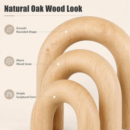 XMGZQ Wood Arch for Coffee Table Decor Items,Wood Statue and Sculpture Set 3,Japanese Neutral Home Decor Aesthetic,Living Room,Entryway,Bookshelf,Floating,Console,Boho Minimalist Objects
