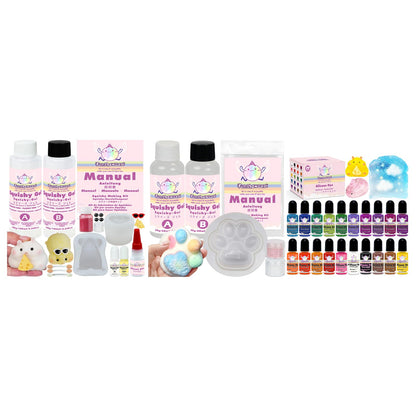 DIY Squishy Making Kit – 3 Molds for Hamster, Paw, & Animals, Complete Silicone Gel, Pigments & Crafting Tools for Keychains, Cake Toppers, and More
