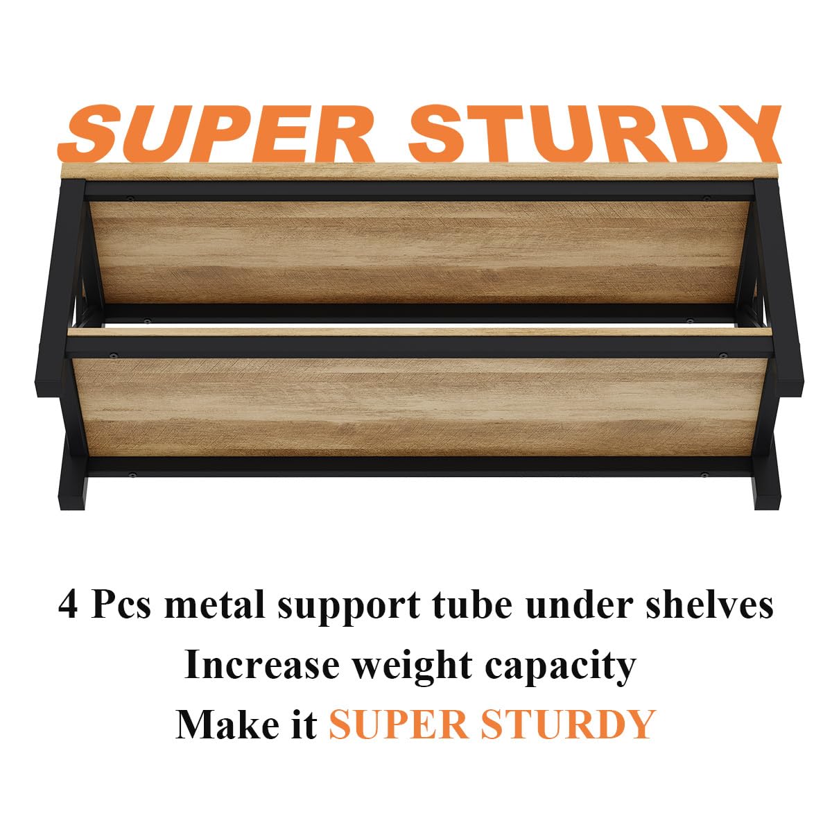 BON AUGURE Entryway Bench and Console Table Bundle – Farmhouse Wooden Metal Shoe Bench & Industrial Entryway Table for Foyer, Mudroom, Living Room, Hall (Vintage Oak)