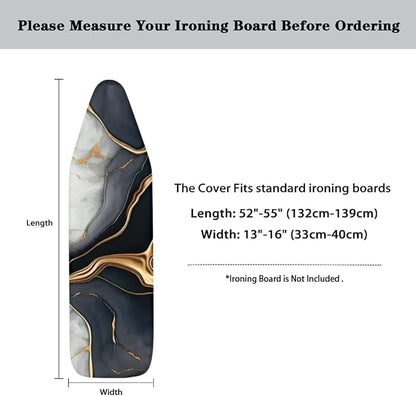 Black Gold Marble Ironing Board Cover Standard Size Iron Board Cover