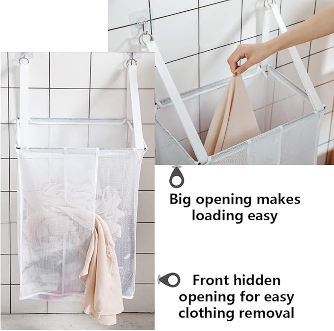 ALYER Wall Hanging Mesh Laundry Hamper, Over the Door Large Storage Bag