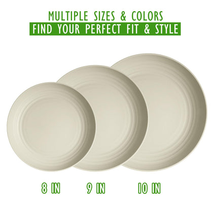 Perlapoc Wheat Straw Plates 6-Piece Set, 10 Inch Unbreakable Deep Dinner Plates, Reusable Plastic Plates Microwave and Dishwasher Safe BPA-Free for Family, Daily Use, LightGrey