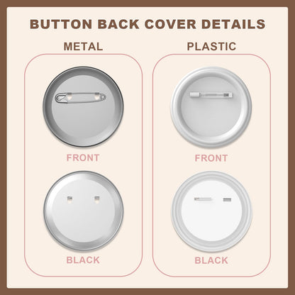 Yunziling 200 Sets 58mm/2.28 inch Button Supplies Button Parts for Buttons Maker Machine, 100 Pcs Plastic Backing Pins & 100 Pcs Iron Backing Pins, Including Metal Covers, Clear Films & Blank Papers