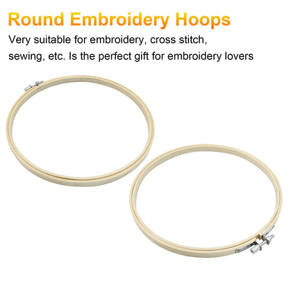 Biaungdo 6 Pieces 8 Inch Embroidery Hoops, Round Wood Embroidery Hoops, Adjustable Bamboo Circle Cross Stitch Hoop Ring, Wooden Embroidery Frames for Art Craft Sewing, Christmas Decoration