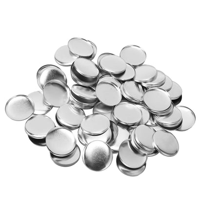 ALIESTFDNO 100 Sets Pin Back Button Parts, Round Shape Metal Pin Badge DIY Kit with Transparent Protective Film, for Clothes Backpacks Hats School Events (32MM)