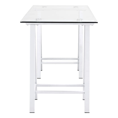OSP Home Furnishings Middleton 47 Inch Desk with Clear Beveled Glass Top, White Base