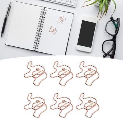100PCS Rose Gold Cute Paper Clips, Smooth Steel Wire Paperclips Elephant Shaped Paper Clips Decorative Paperclips for Office School Supplies