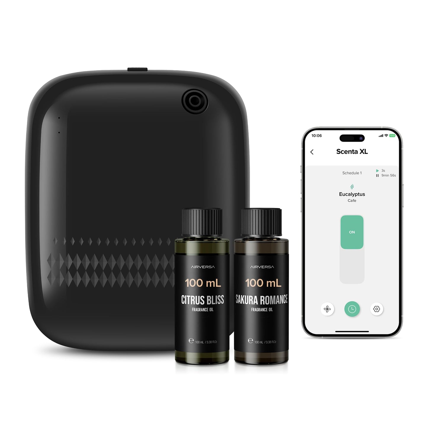 Airversa Smart Scent Air Machine with 400mL Capacity Up to 2000 sq.ft. Waterless Essential Oil Diffuser for Home and Commercial Use, Aromatherapy Scent Diffuser for Large Rooms, ANW-Black
