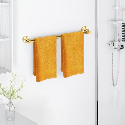 MGahyi Towel Racks for Bathroom-Adjustable Towel Holder(13.18inch-24inch) Sturdy and Rustproof Towel Bar Wall Mounted, Single Towel Bar Rod for Bathroom Accessories (Gold, 2Pcs-Towel Bar)