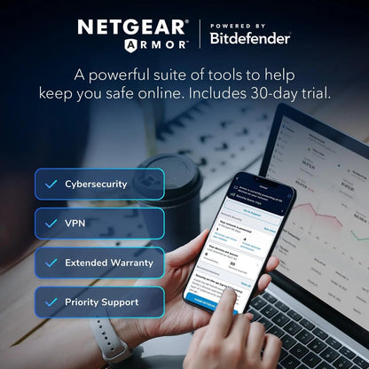 NETGEAR Nighthawk WiFi 6 Router (RAX29) - Security Features, Dual-Band Gigabit Router, AX2400 Wireless Speed (Up to 2.4 Gbps), Covers Up to 2,000 sq.ft. and 20 Devices