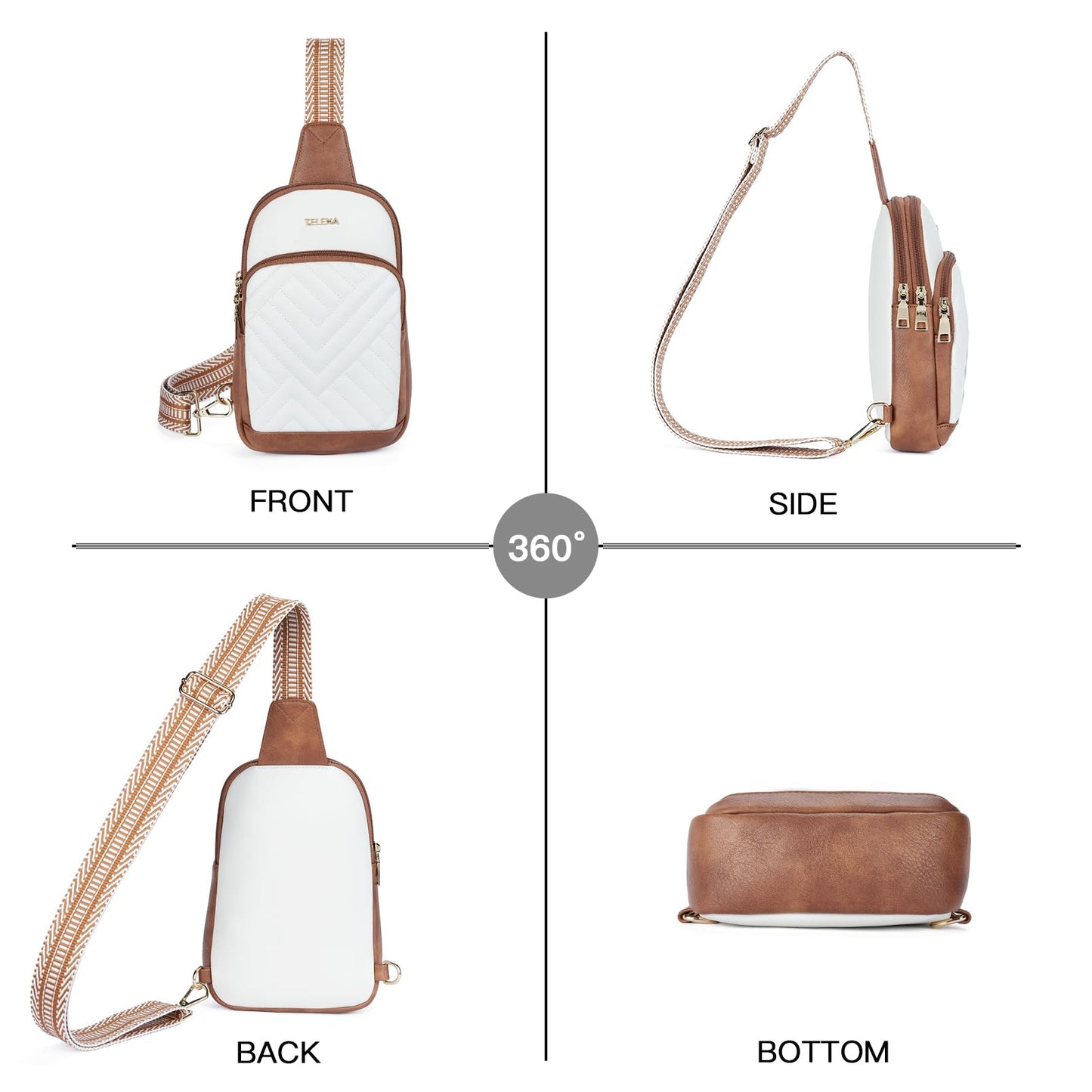 Telena Crossbody Sling Bags for Women, PU Leather Fanny Packs Cross Body Bag for Woman