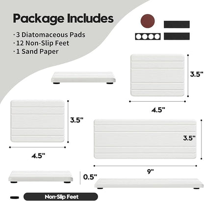 3 Pack Stone Drying Tray, Water Absorbing Stone Sink Mat