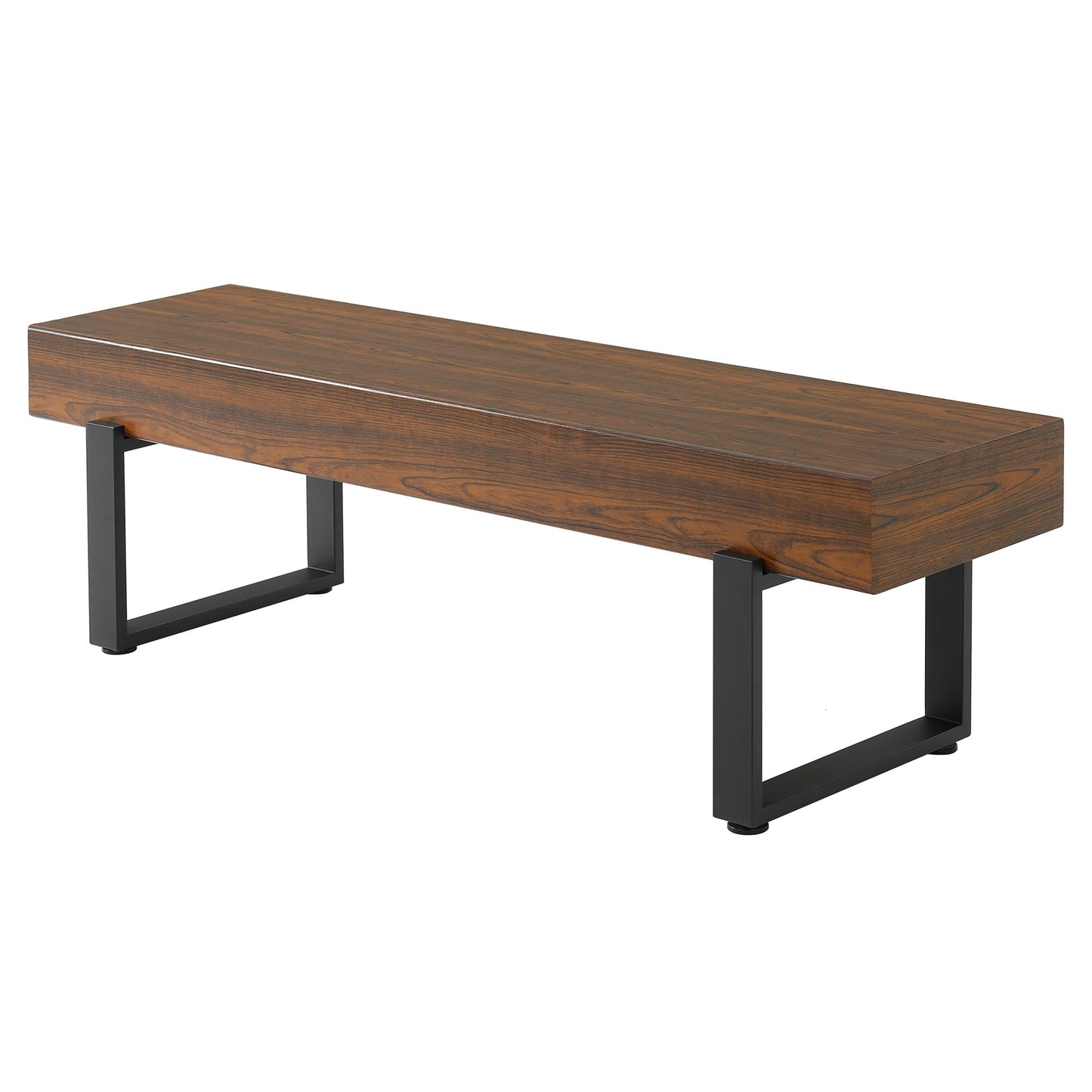 GDFStudio Modern Wooden Bench with Metal Legs, Entryway Shoe Bench Indoor, Dining Seating Bench with Thick MDF Top, Industrial Style Bedroom Bench, Sturdy Multi Use Furniture, Espresso