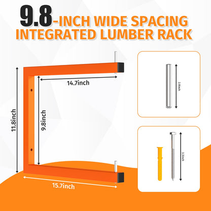 Asxevn 6 Pack Lumber Storage Rack | Wall-Mounted Wood Storage | 6-Tier Heavy-Duty Lumber Rack | 1320 lb Capacity Garage Metal Wood Organizer | Indoor/Outdoor Use (6 Pack-6 Level)