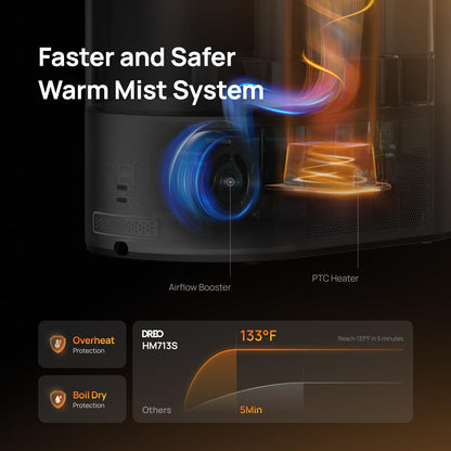 Dreo 6L Humidifiers for Bedroom, Smart Warm & Cool Mist for Large Room, 60Hr Quiet Runtime for Baby, Plant, Humidity Sensor, Indicator Light, 12H Timer, Google/Alexa, HM713S