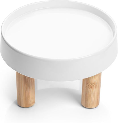 CatGuru Food Table for Cat Bowls, Elevated Feeding Station for Cat Food Bowl, Raised Stand for Food and Water Bowls, Pet Feeder for Indoor Cats, Stress Free Stand for Pet Dishes (Marshmallow, High)