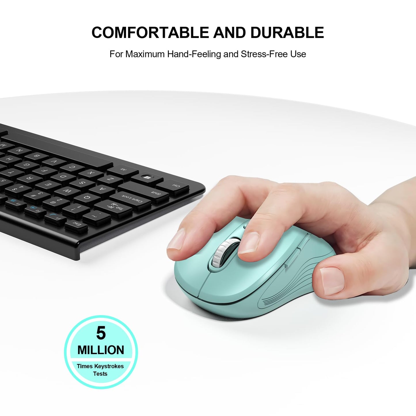 WisFox 2.4G Wireless Mouse for Laptop, Ergonomic Computer Mouse with USB Receiver and 3 Adjustable Levels, 6 Button Wireless Mice for Windows Mac PC Notebook (Grey)