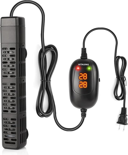 HiTauing Aquarium Heater, 50W/100W/200W/300W/500W Submersible Fish Tank Heater with Over-Temperature Protection and Automatic Power-Off When Leaving Water for Saltwater and Freshwater