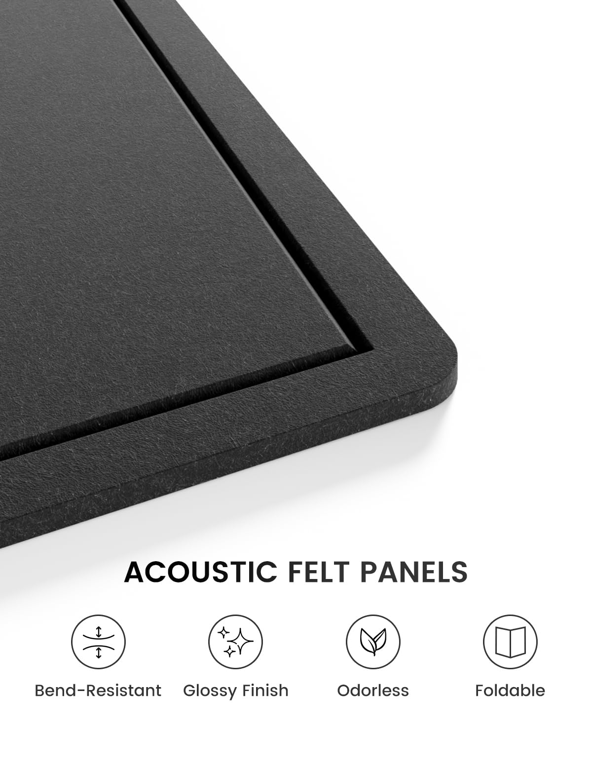 Fluxynara Bulletin Board, 35" x 17.5" Cork Board Alternative with 12 Safe Removable Adhesive Tabs, Foldable Felt Pin Board for Home Office, Classroom, Bedroom,Entryway for Walls—Black