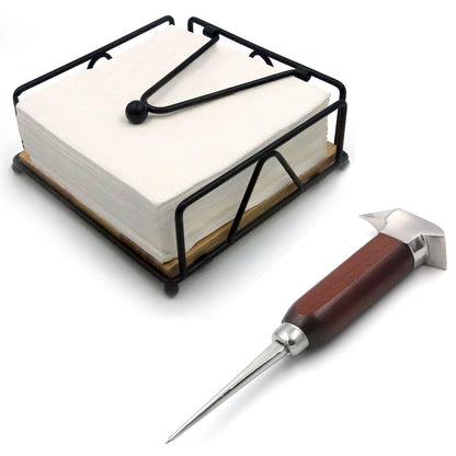 Ice Pick Stainless Steel, Ice Picks for Breaking Ice, Napkin Holder for Table, Metal and Wood Napkin Holder, Standing Napkin Holders for Paper Napkins