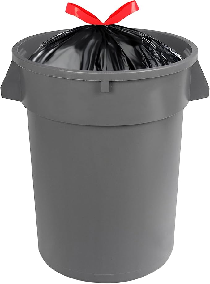 Amazon Basics 30 Gallon Multipurpose Drawstring Trash Bags, 20% Post Consumer
