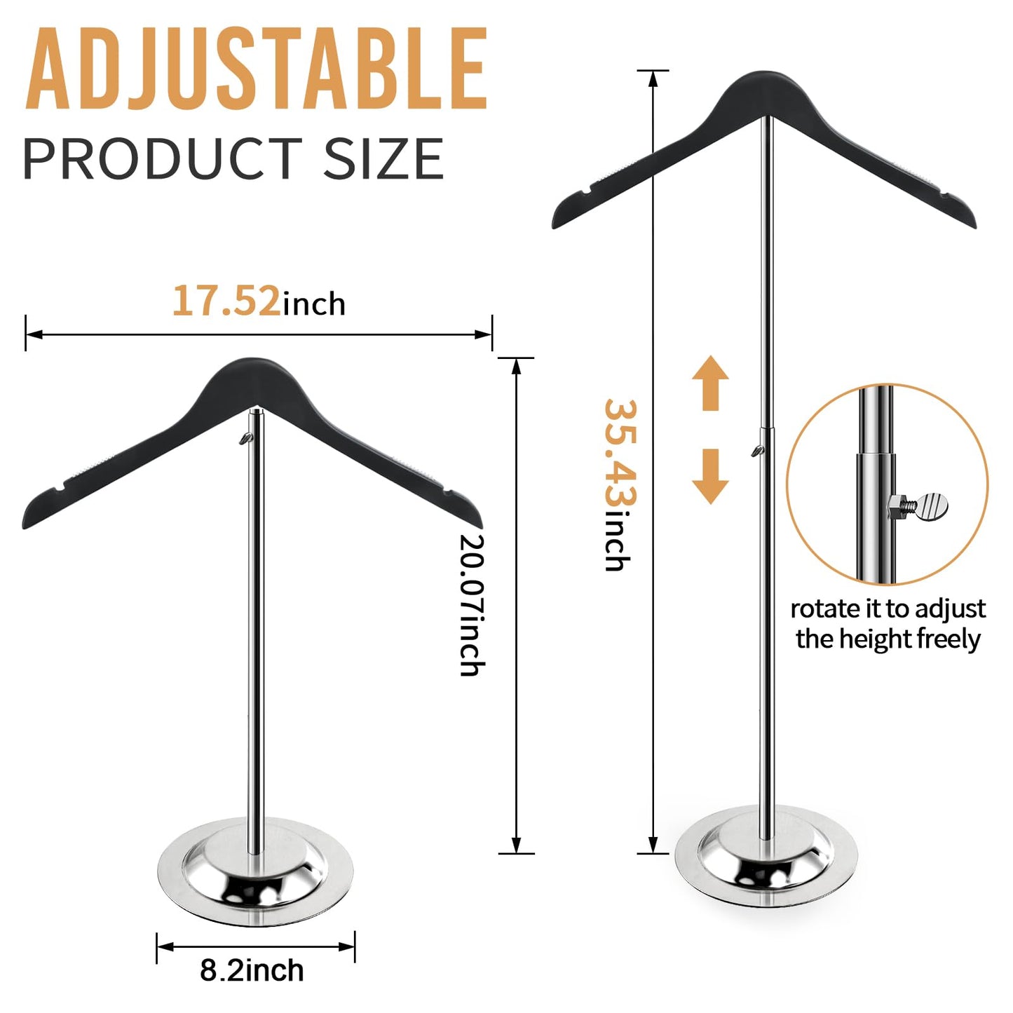 Fumingpal 20-35 Inch Height Adjustable Shirt Display Stand, T Shirt Display Stand for Vendors, MannequimRack for Clothing Dress Garment Coat Retail (Wooden-black, 6 Pcs)