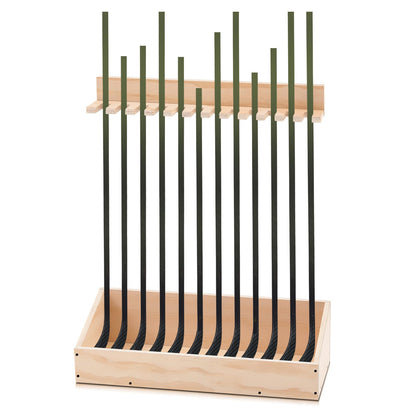 Leinuosen 2 in 1 Hockey Stick Holder Wall Mount for Garage Hockey Stick Wooden Rack Ice Organizer Storage with Vertical Display Large Capacity Organizer Holds up to 12 Sticks for Player Gifts
