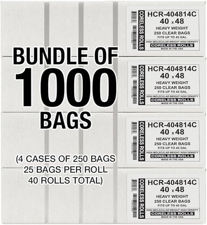 Aluf Plastics High Density Trash Bags, 45 Gallon, 14 Micron,