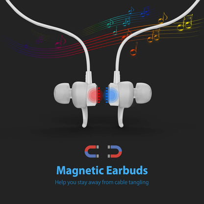 ADPROTECH Lightning Headphones Earphones Magnetic Earbuds in-Ear MFi Certified with Microphone Controller for Sports Workout Compatible with iPhone 15/14/13/12/11 (Pure White, Lightning)