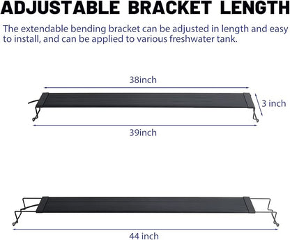 WaterRebirth Ultra-Slim Full Spectrum LED Aquarium Light with Adjustable Brackets,1250LM 30W for 36Inch to 42Inch Fish Tank Lighting Fresh Water