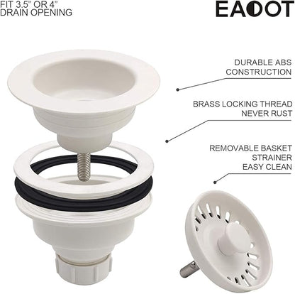 White Polymer Drain Kitchen Sink Drain Assembly