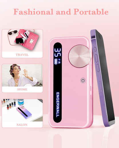 ENGERWALL Rechargeable Nail Drill 35,000 RPM, Portable Cordless Electric Nail File for Acrylic, Gel Nails, Polishing & Removal, with Nail Drill Bits Kit for Manicure & Pedicure, Pink