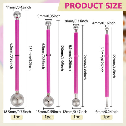BENECREAT 4 Sizes Double-Ended Stainless Steel Ball Stylus, Mini Petal Clay Cutters Kit with 8 Shapes Polymer Clay Flower Molds for Polymer Clay Jewelry Wreath Earrings Making
