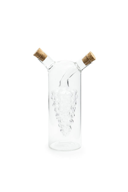 Fox Run 7050 Run Grape Motif Oil and Vinegar Cruet Dispenser Bottle, Clear Borosilicate Glass