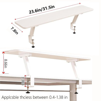 AWSAD Clamp on Desk Shelf, Desktop Extender Storage Organizer Adjustable Floating Desks Shelf for Office, Dorm, Home Desk Organization, White (23.6 x 7.8 in)