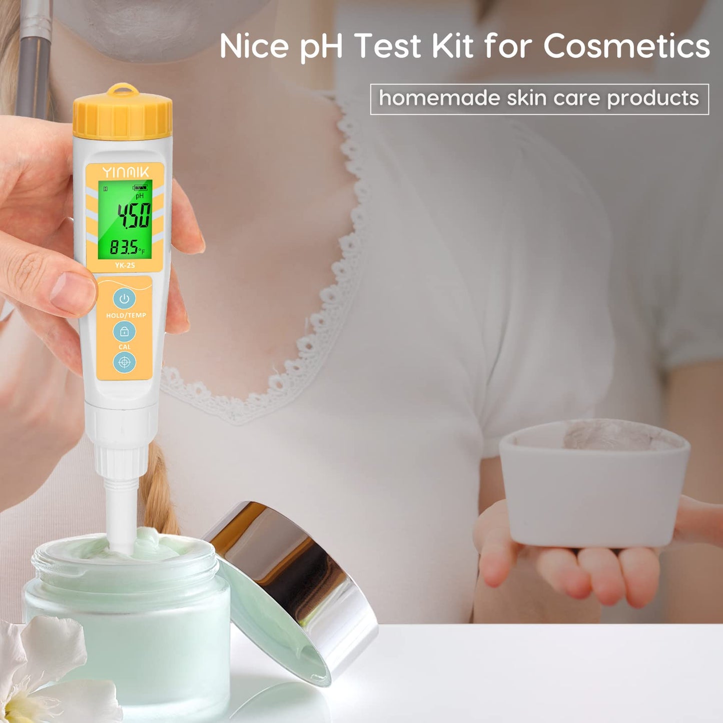 YINMIK Digital pH Meter for Food, pH Probe for Sourdough and Bread Dough, Checking The pH of Fermenting Sausages and Salami, Waterproof pH Tester for Solid and Liquid Soft Soil Sample…