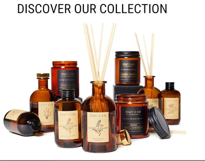 Craft & Kin Sage, Mint & Lavender Reed Diffuser | All Natural Essential Oil & 8 Rattan Scent Sticks | Reed Diffusers for Home, Bathroom | Long Lasting Home Fragrance in Amber Glass, 5.75oz